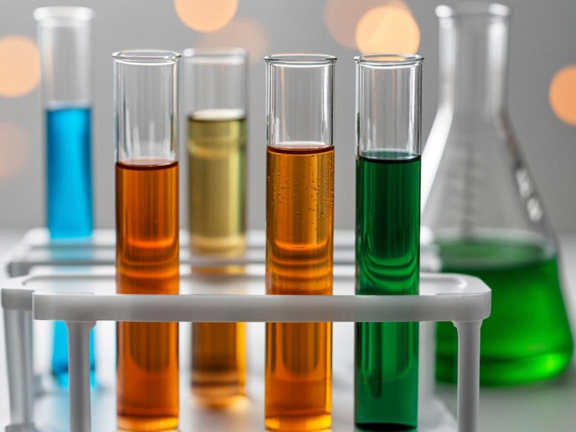 Enzyme research with colorful laboratory test tubes